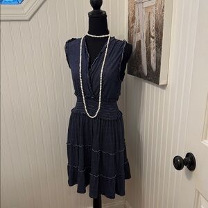 Max Studio Navy Blue Tiered Mini Dress